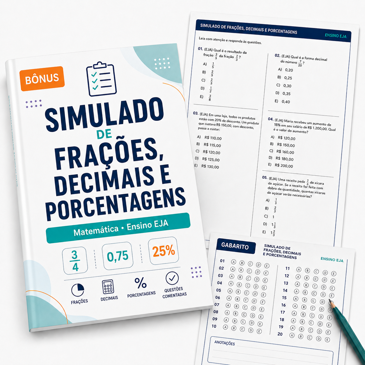 SIMULADO DE FRAÇÕES, DECIMAIS E PORCENTAGENS