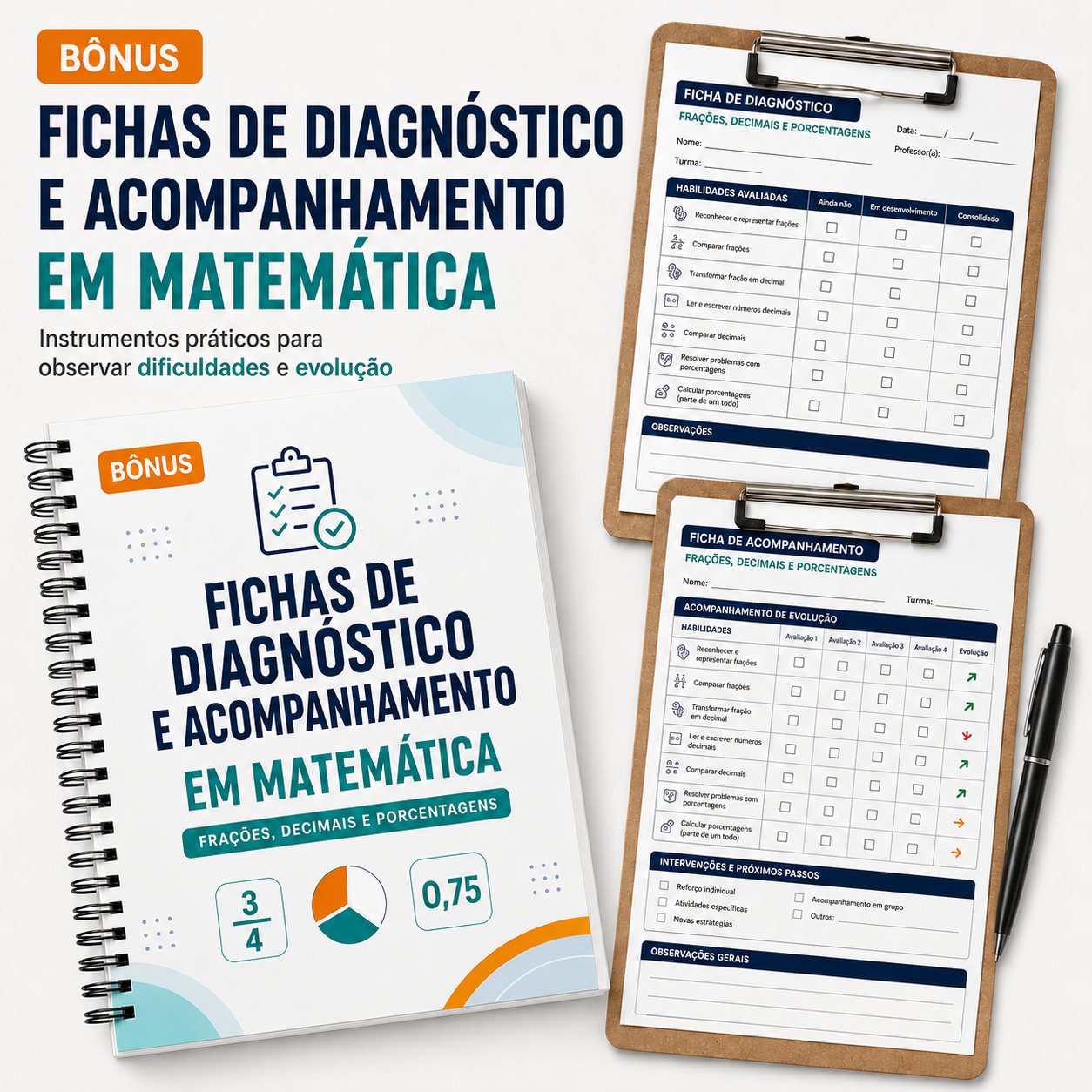 FICHAS DE DIAGNÓSTICO E ACOMPANHAMENTO EM MATEMÁTICA